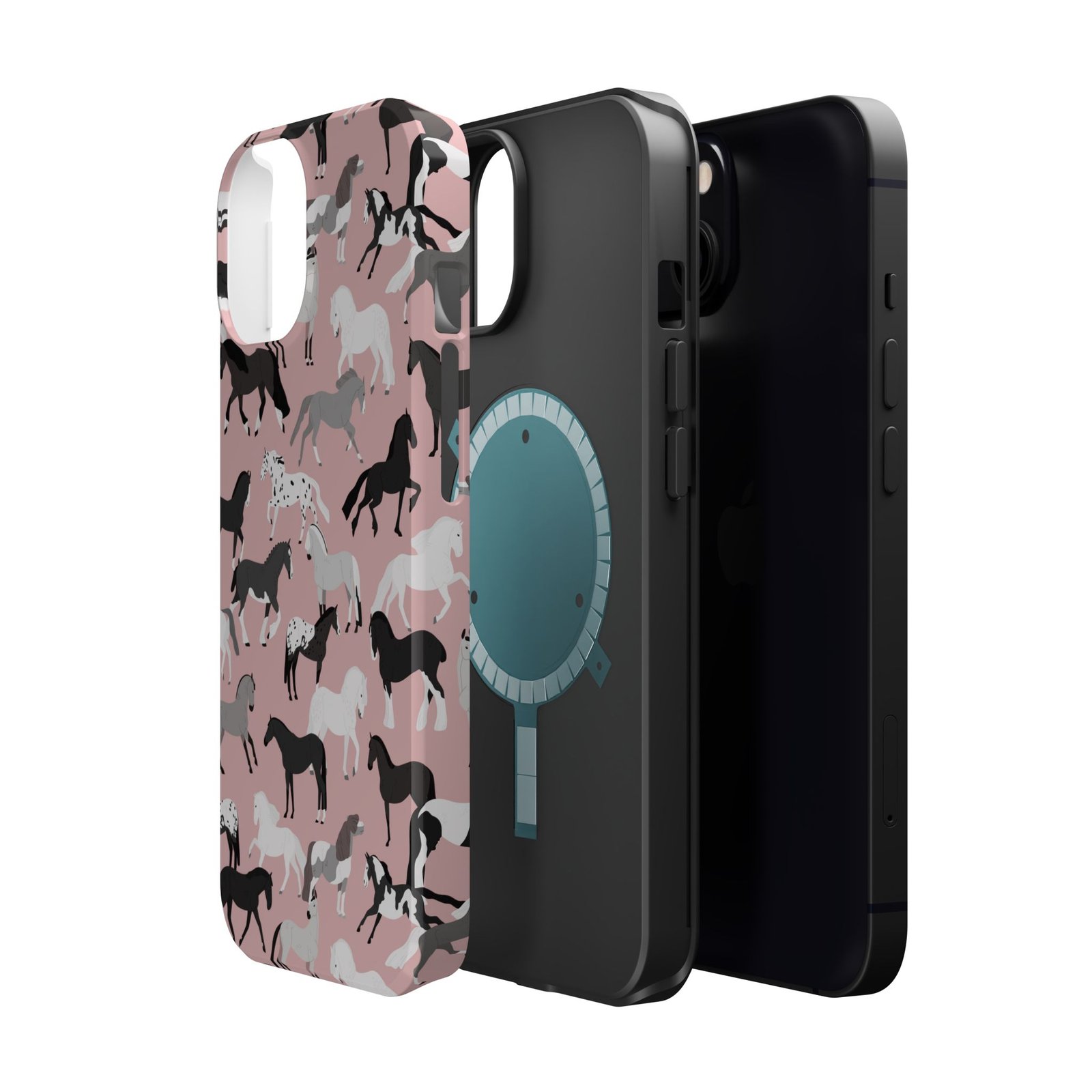 Pretty Retro Pink Horses All Over MagSafe Tough Cases - Image 34