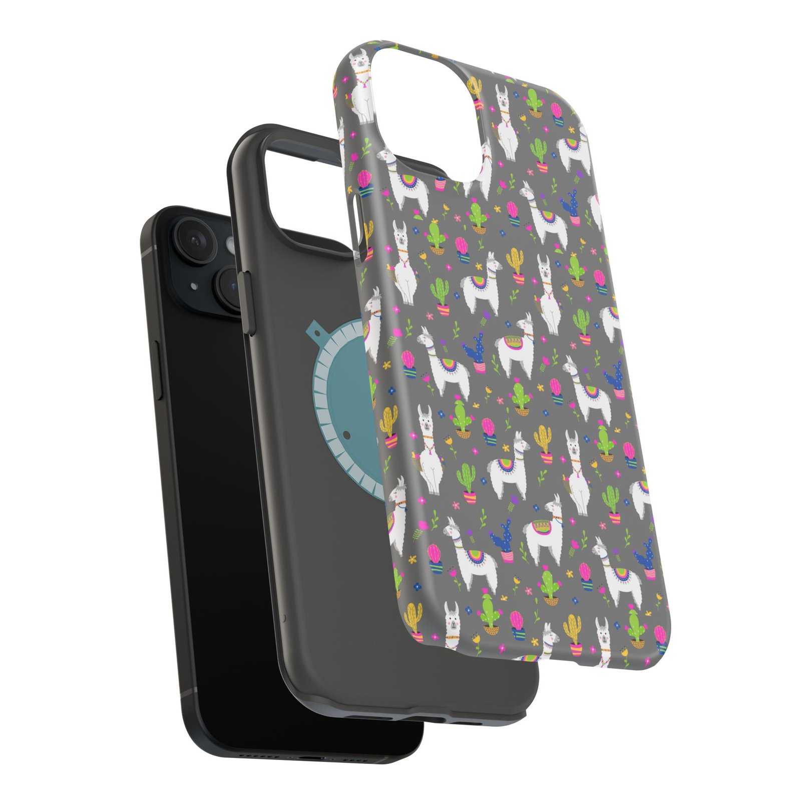 Colorful Llamas & Cactus All Over MagSafe Tough Cases - Image 88