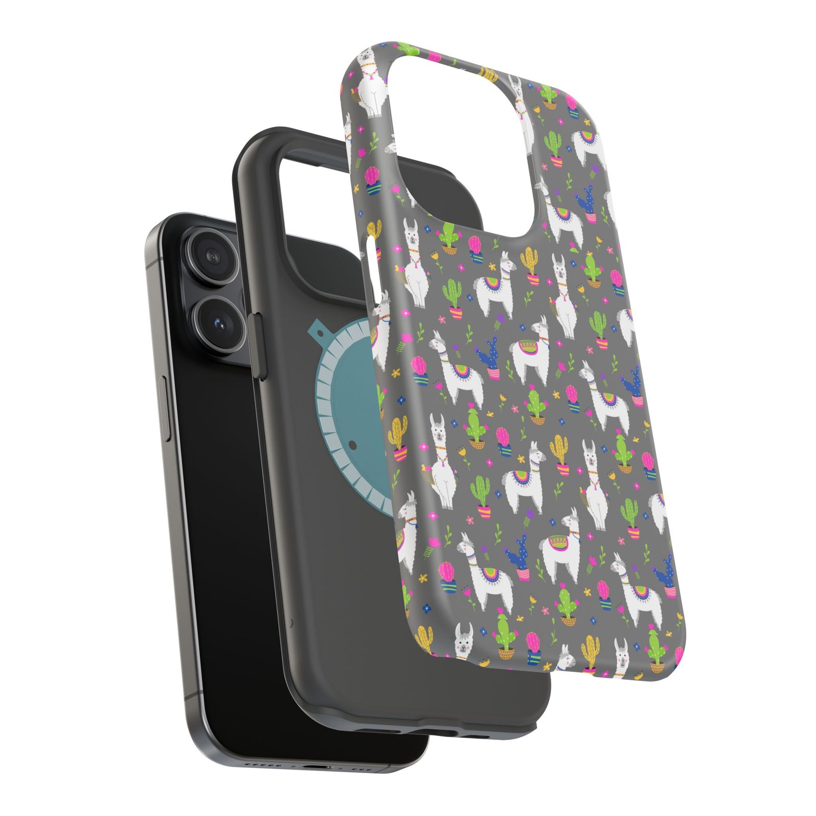 Colorful Llamas & Cactus All Over MagSafe Tough Cases - Image 80