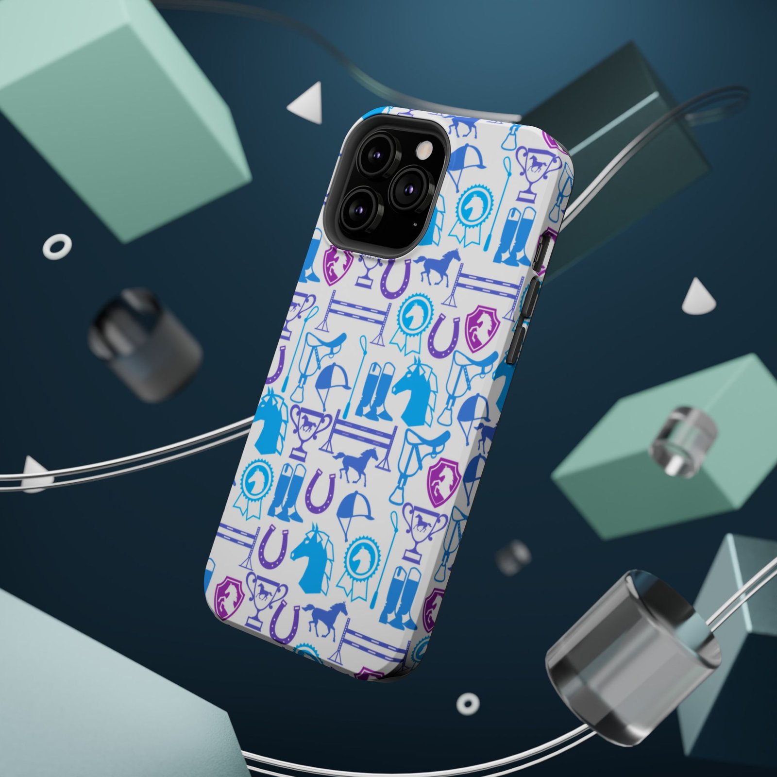 Blue to Pink Equestrian Tack All Over MagSafe Tough Cases - Image 59