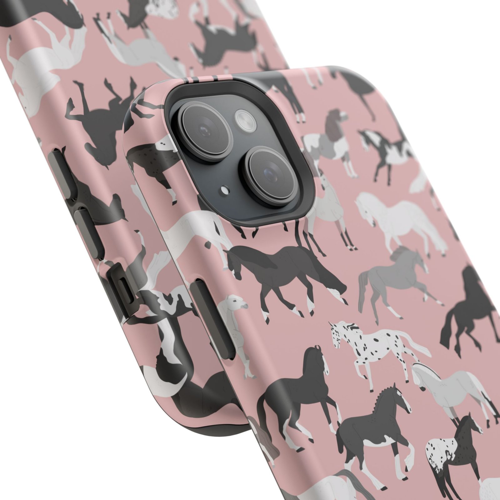 Pretty Retro Pink Horses All Over MagSafe Tough Cases - Image 86