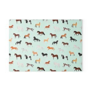 Horses All Over Glass Cutting Board