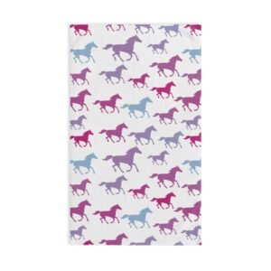Pink Tonal Multicolor Horses All Over Soft Tea Towel - Ombré