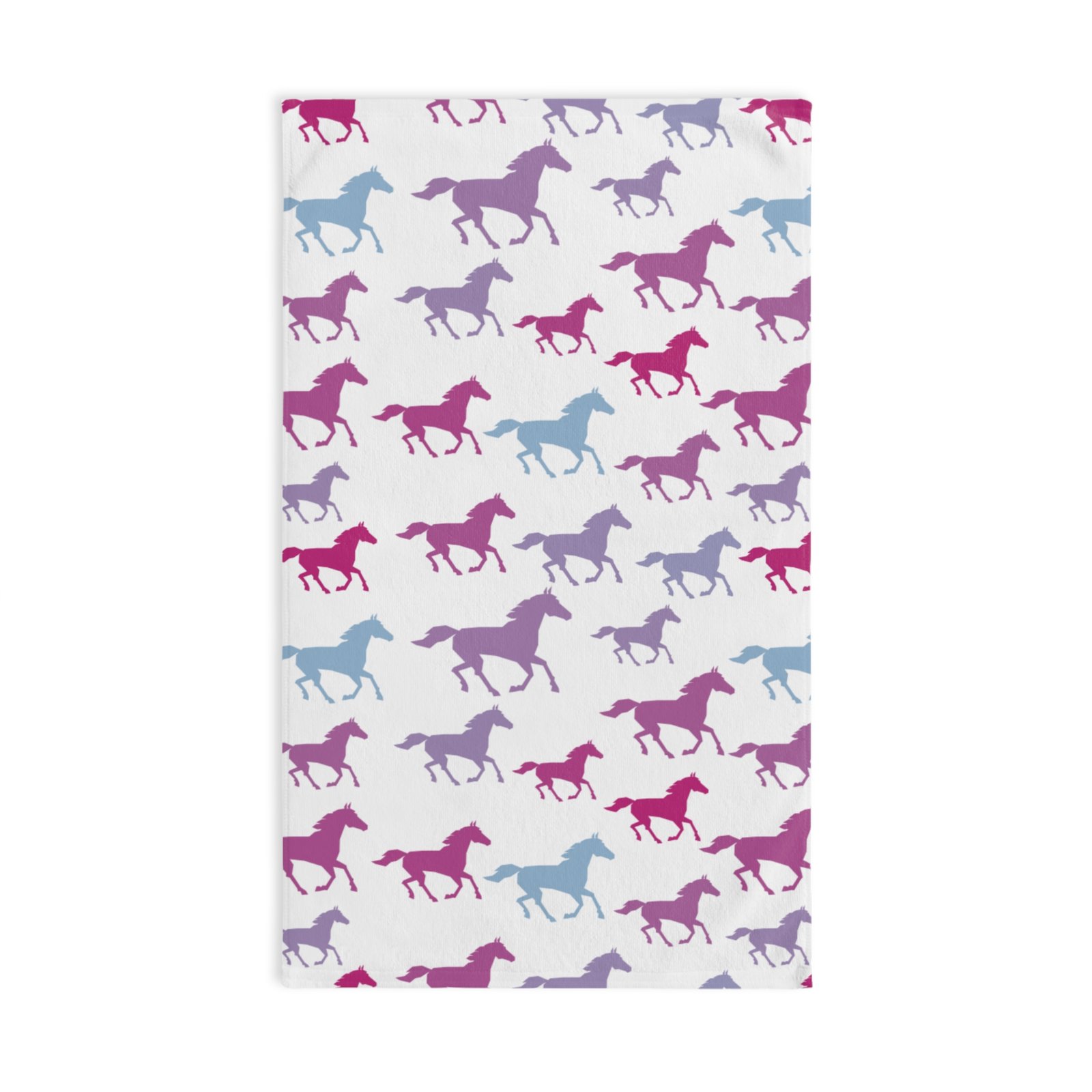 Pink Tonal Multicolor Horses All Over Soft Tea Towel - Ombré