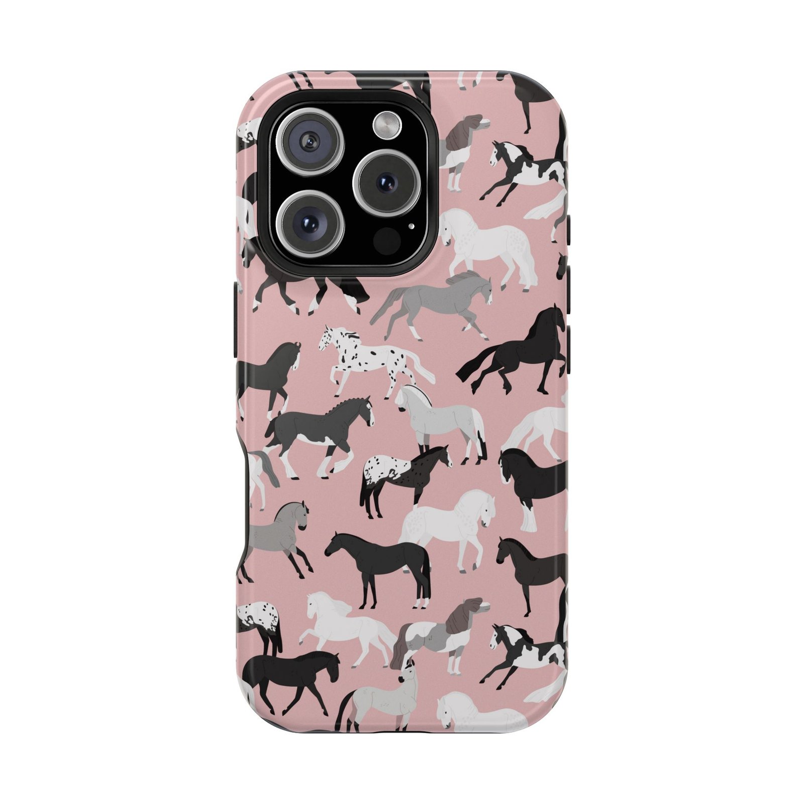 Pretty Retro Pink Horses All Over MagSafe Tough Cases - Image 113