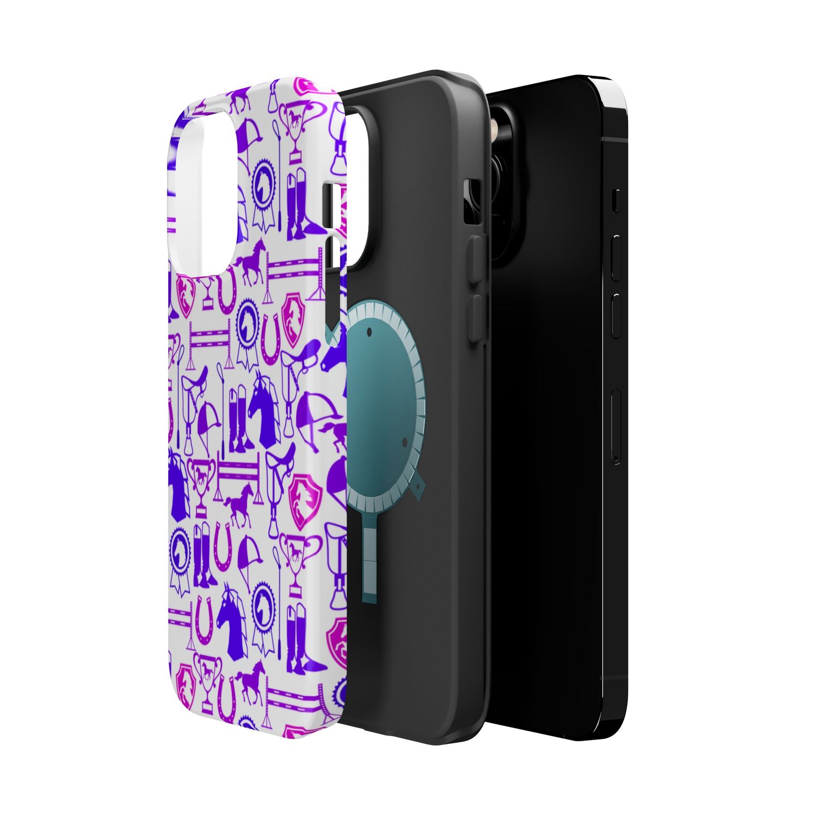 Pink Tones Equestrian Tack All Over MagSafe Tough Cases - Image 26