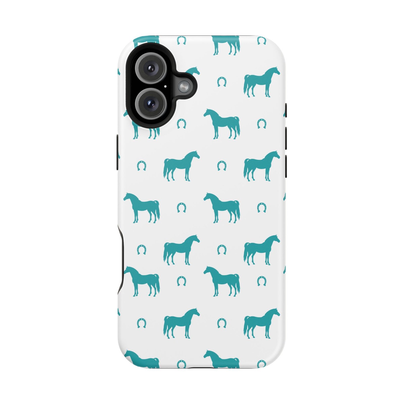Teal Equestrian Horse & Horseshoes All Over MagSafe Tough Cases - Image 109