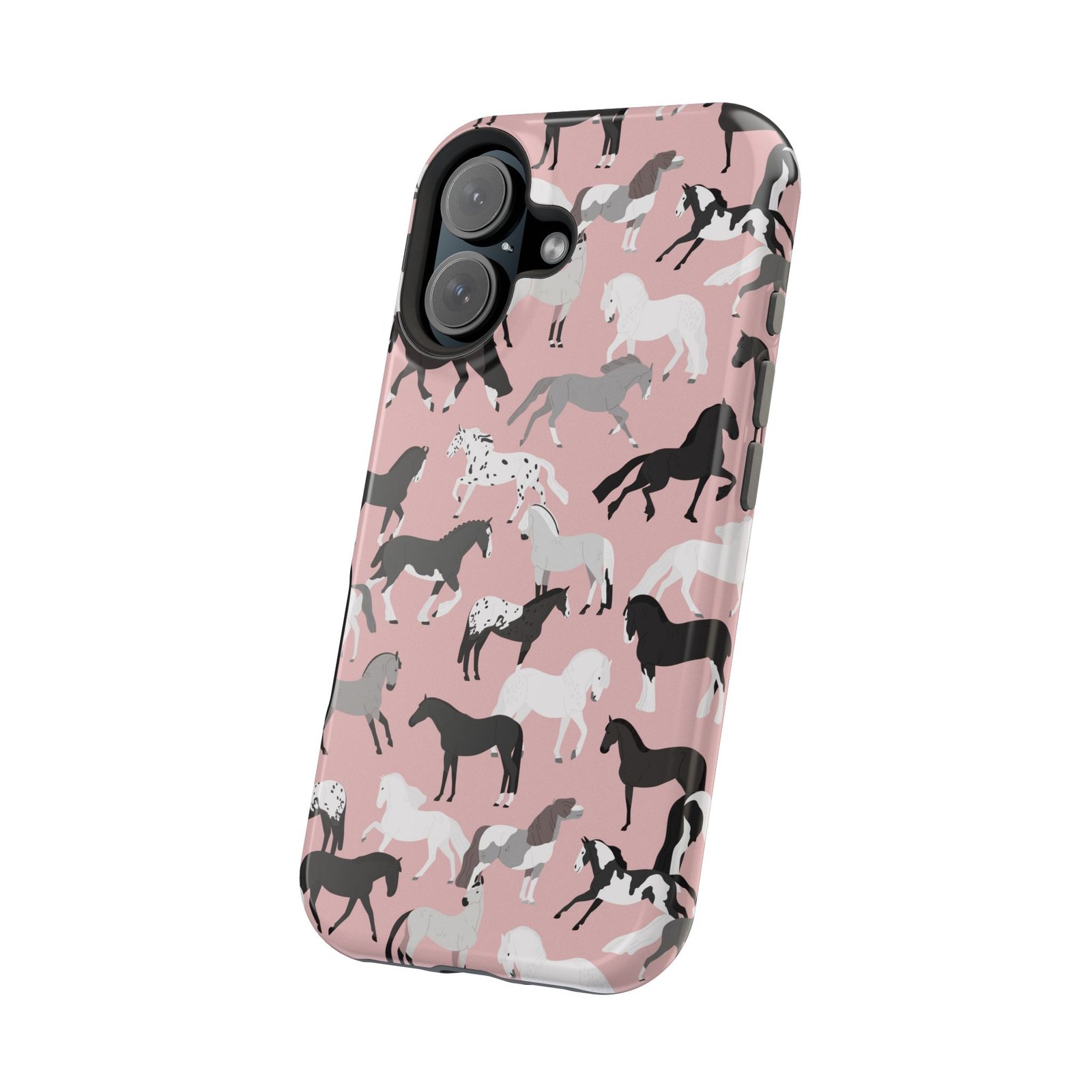 Pretty Retro Pink Horses All Over MagSafe Tough Cases - Image 98