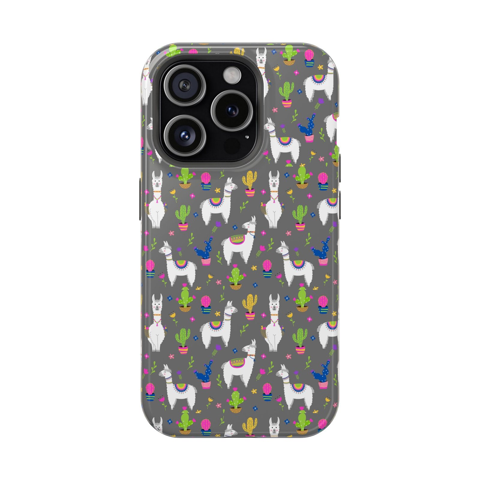 Colorful Llamas & Cactus All Over MagSafe Tough Cases - Image 73