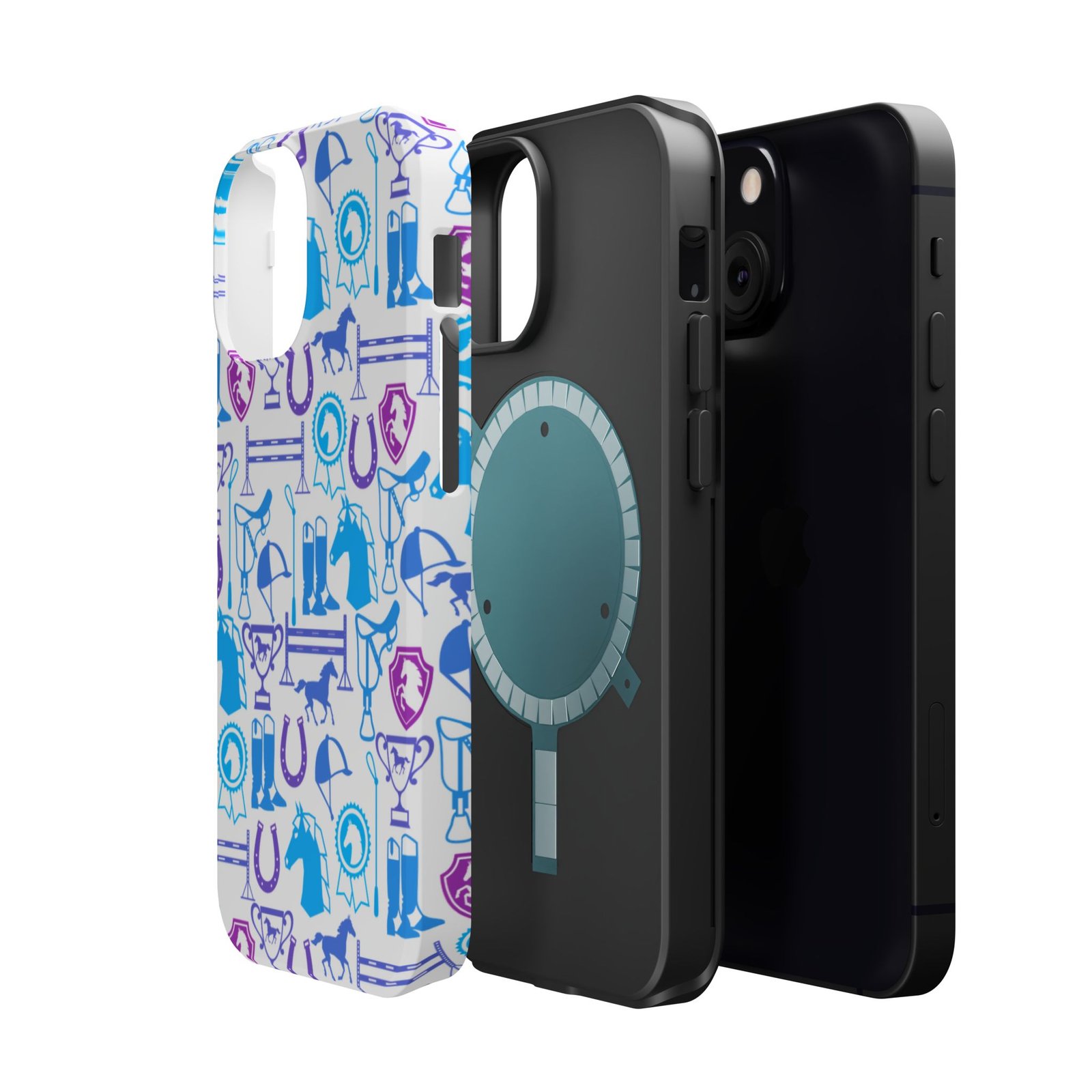 Blue to Pink Equestrian Tack All Over MagSafe Tough Cases - Image 46