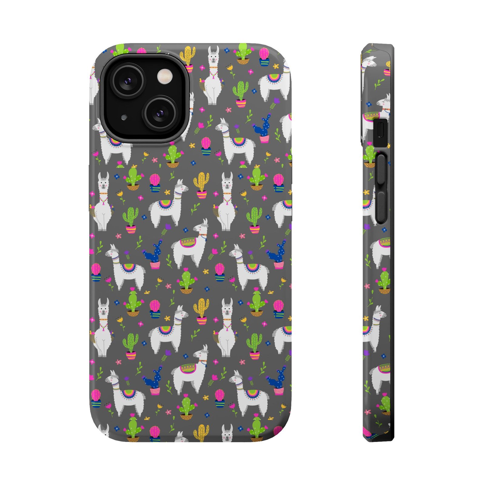 Colorful Llamas & Cactus All Over MagSafe Tough Cases