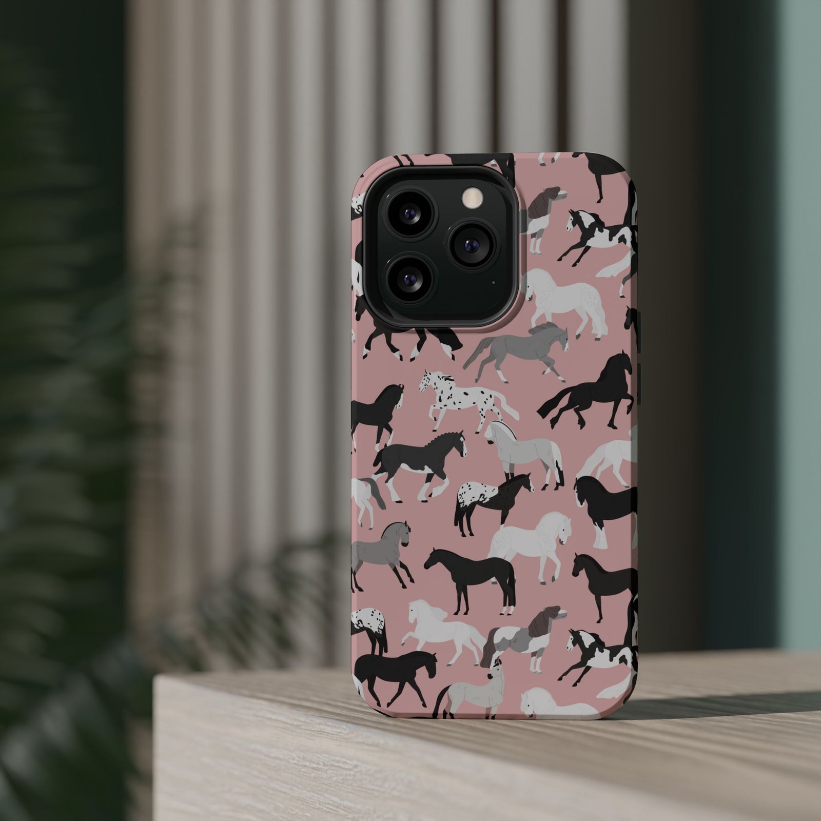 Pretty Retro Pink Horses All Over MagSafe Tough Cases - Image 56