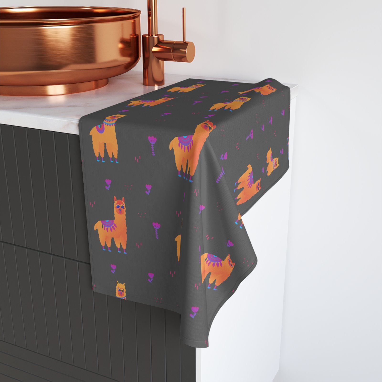 Multicolor Bright Llama Soft Tea Towel - Image 4