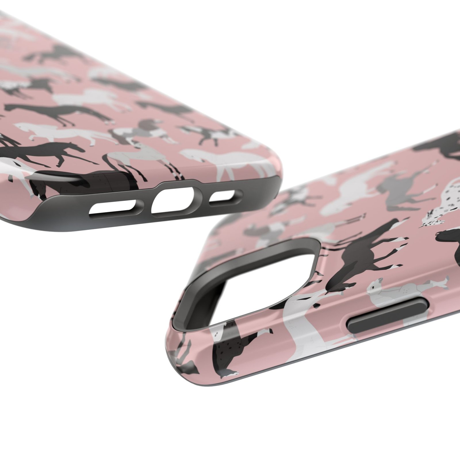 Pretty Retro Pink Horses All Over MagSafe Tough Cases - Image 83