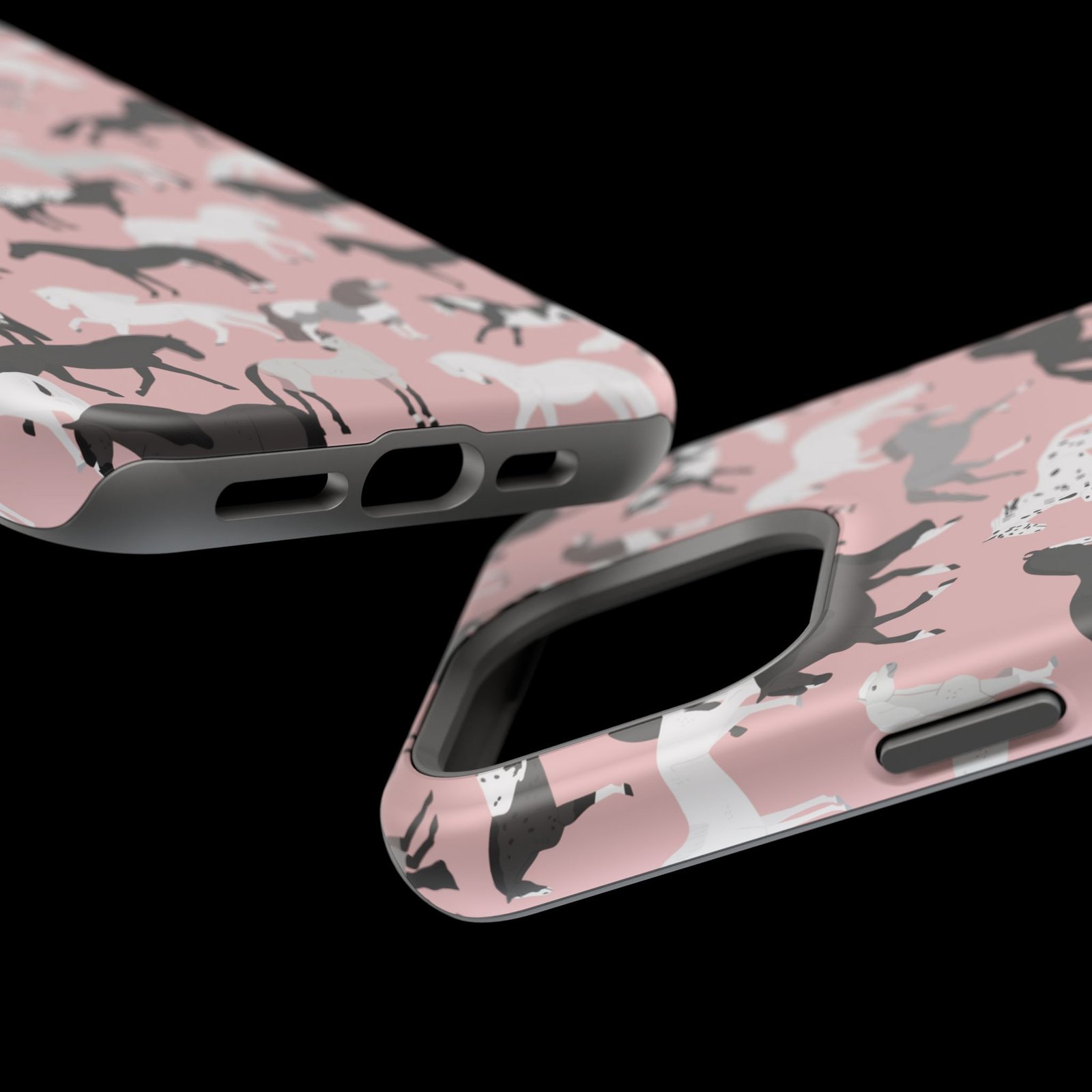 Pretty Retro Pink Horses All Over MagSafe Tough Cases - Image 95