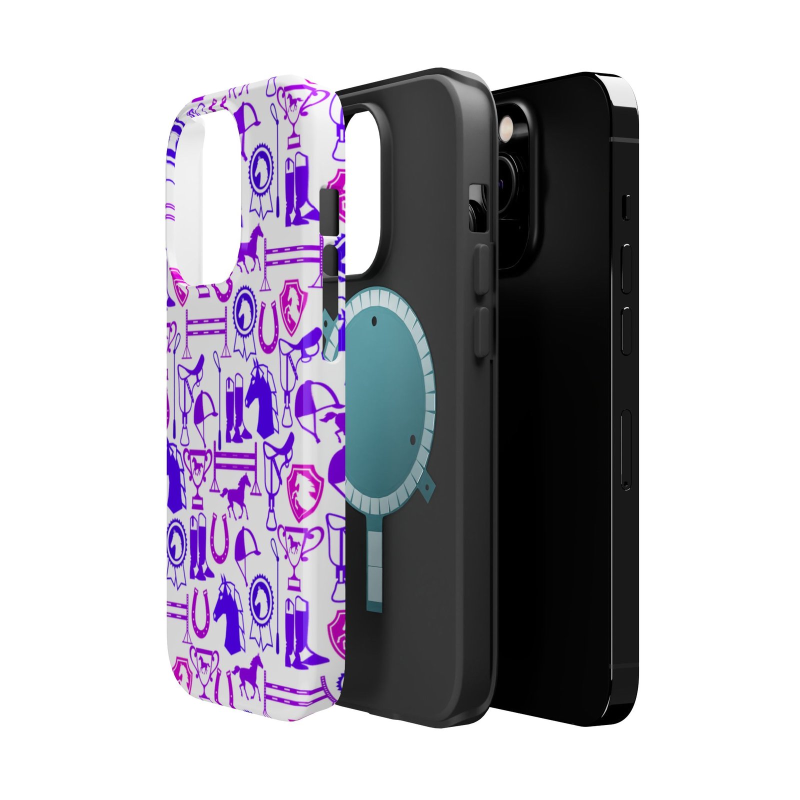 Pink Tones Equestrian Tack All Over MagSafe Tough Cases - Image 10
