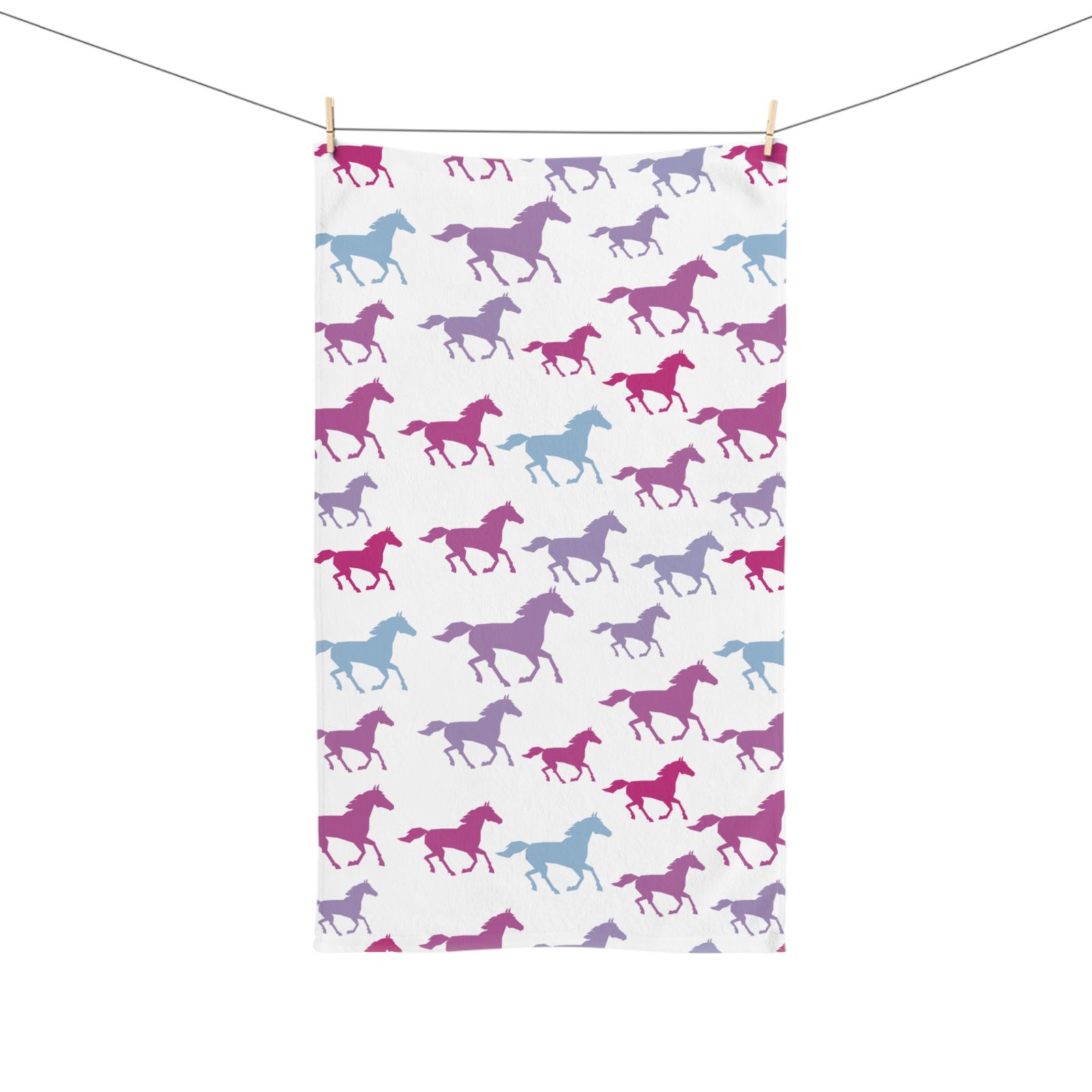 Pink Tonal Multicolor Horses All Over Soft Tea Towel - Ombré - Image 3