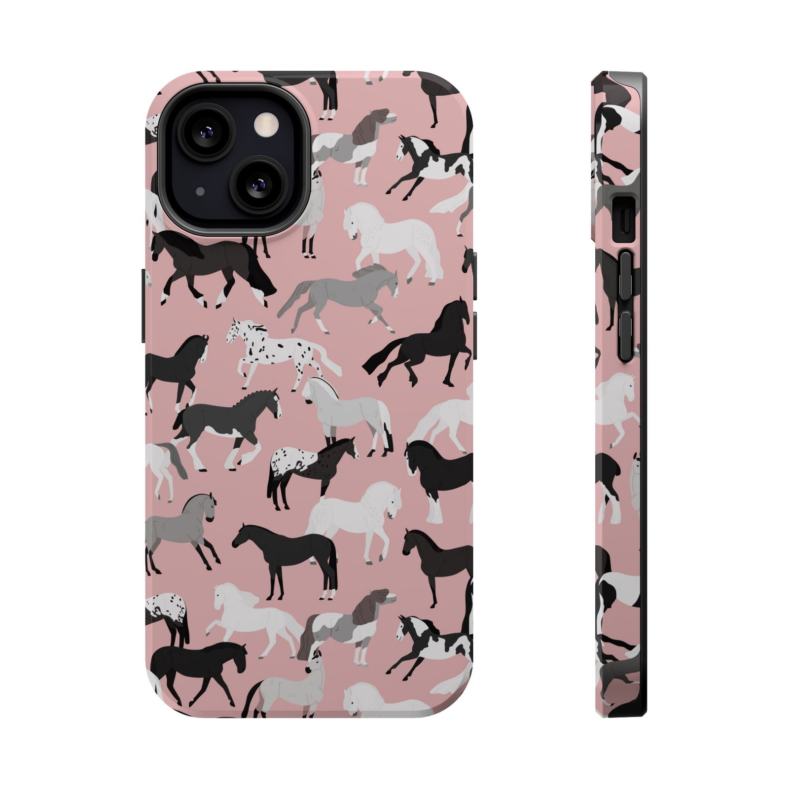 Pretty Retro Pink Horses All Over MagSafe Tough Cases - Image 33