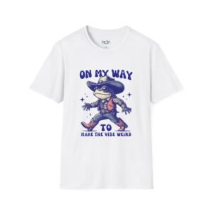 Cowboy Frog “On My Way to Make the Weird” Art T-Shirt by Lange Girl Designs