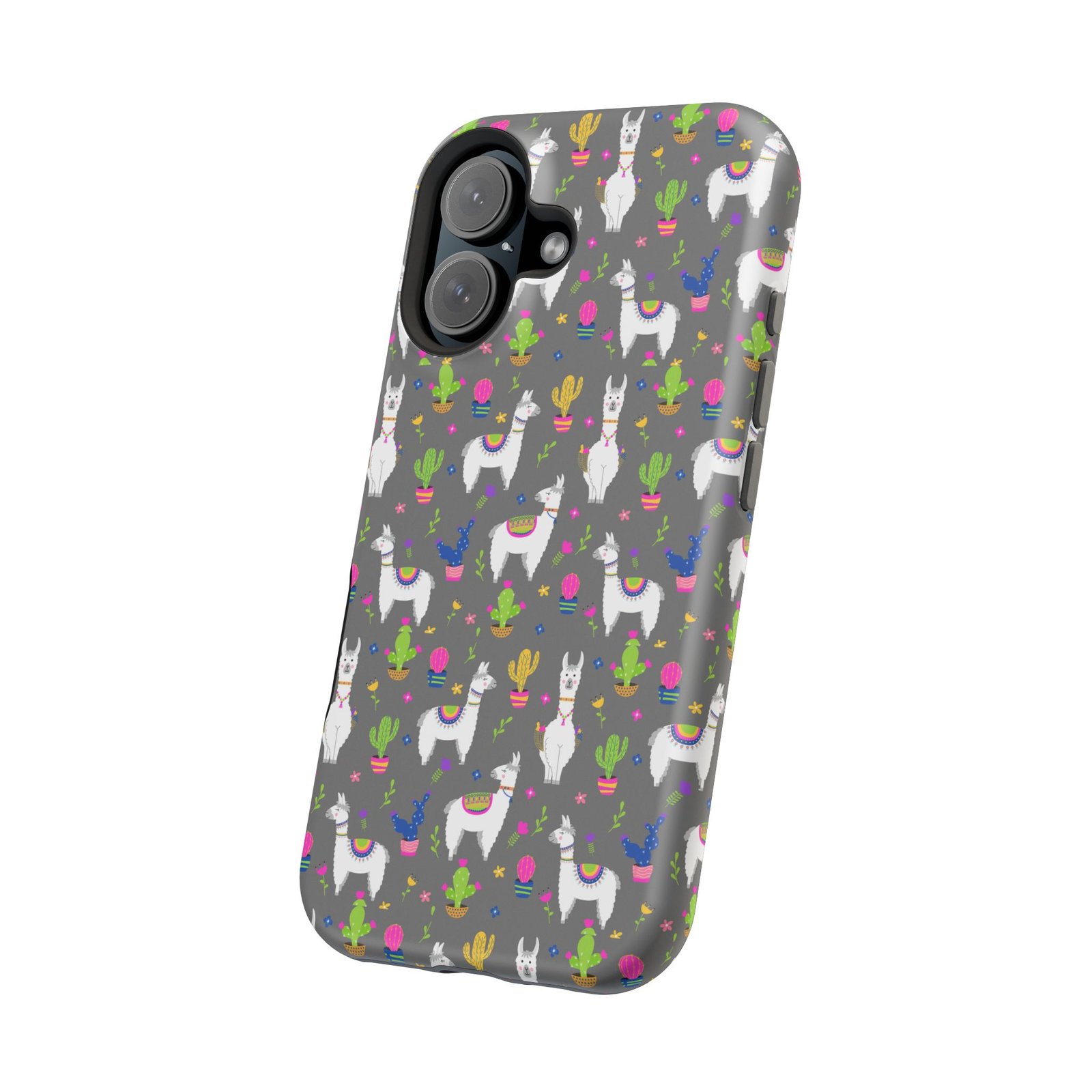Colorful Llamas & Cactus All Over MagSafe Tough Cases - Image 102