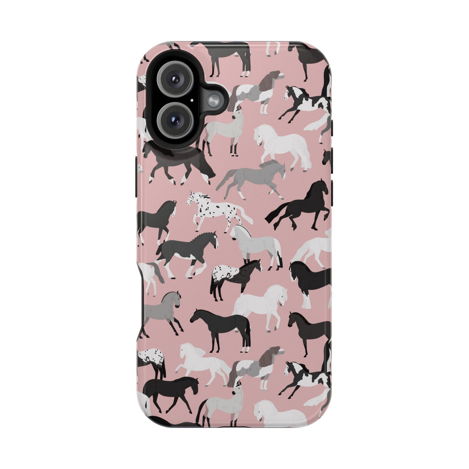 Pretty Retro Pink Horses All Over MagSafe Tough Cases - Image 105