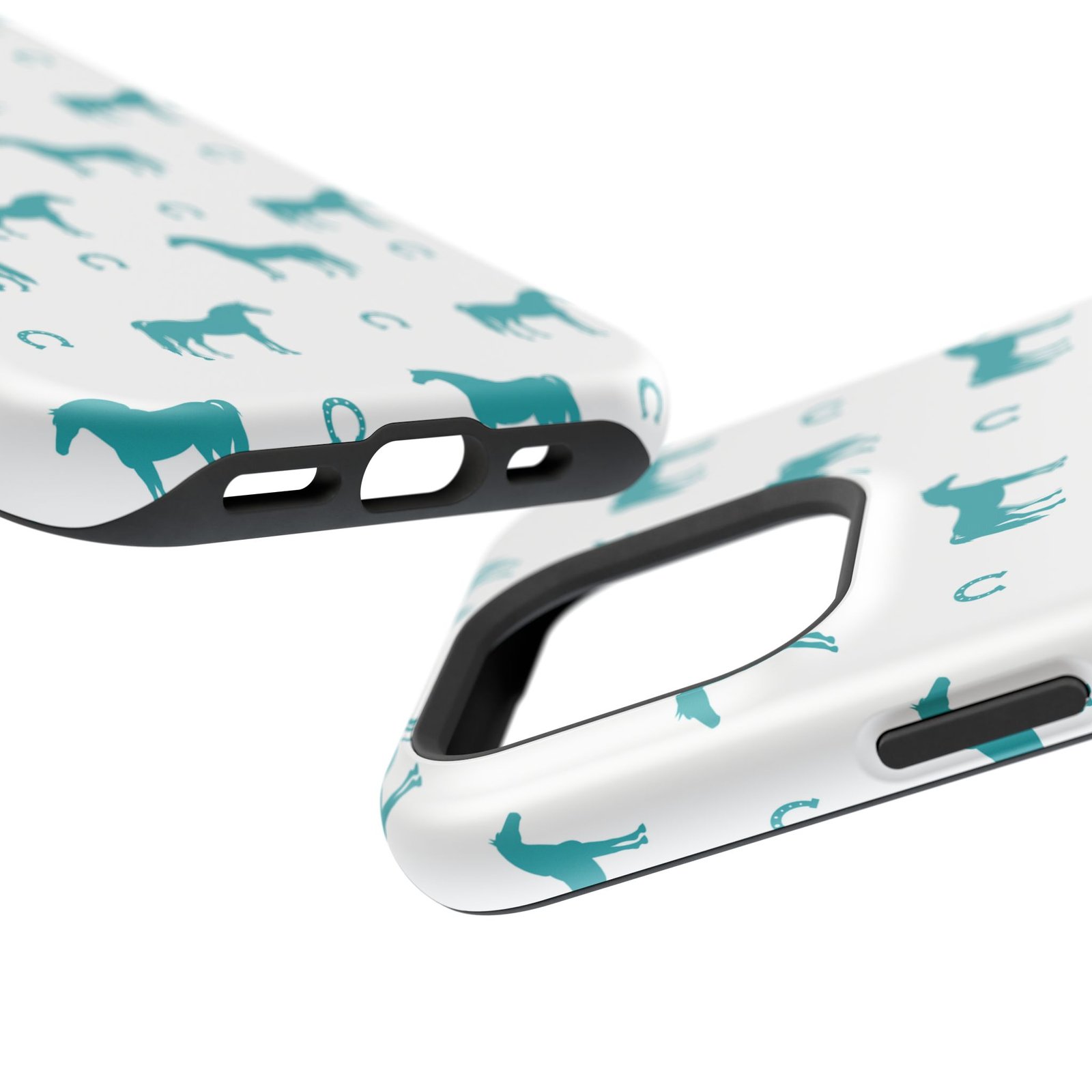 Teal Equestrian Horse & Horseshoes All Over MagSafe Tough Cases - Image 120