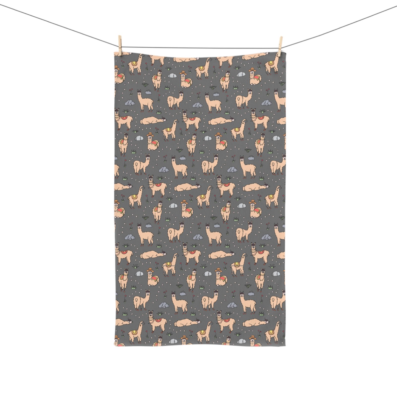 Grey Llamas & Mountains Soft Tea Towel - Image 3