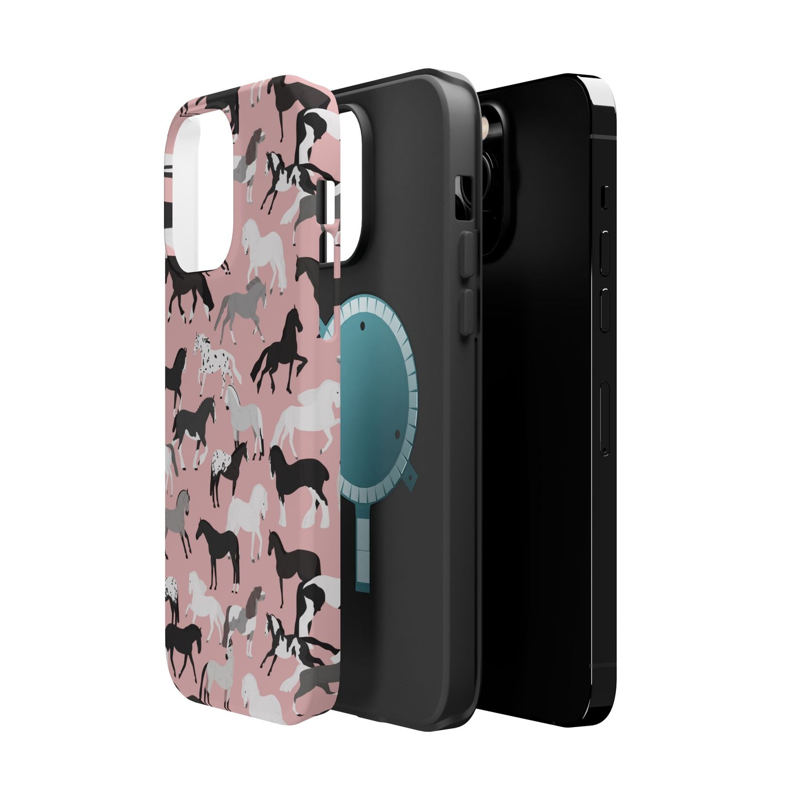 Pretty Retro Pink Horses All Over MagSafe Tough Cases - Image 30