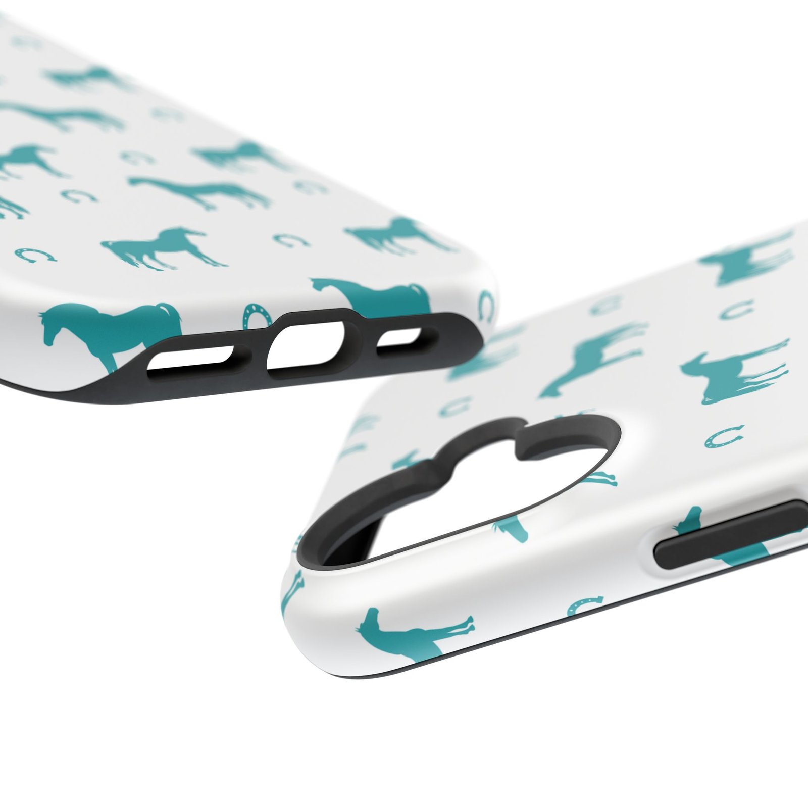 Teal Equestrian Horse & Horseshoes All Over MagSafe Tough Cases - Image 104