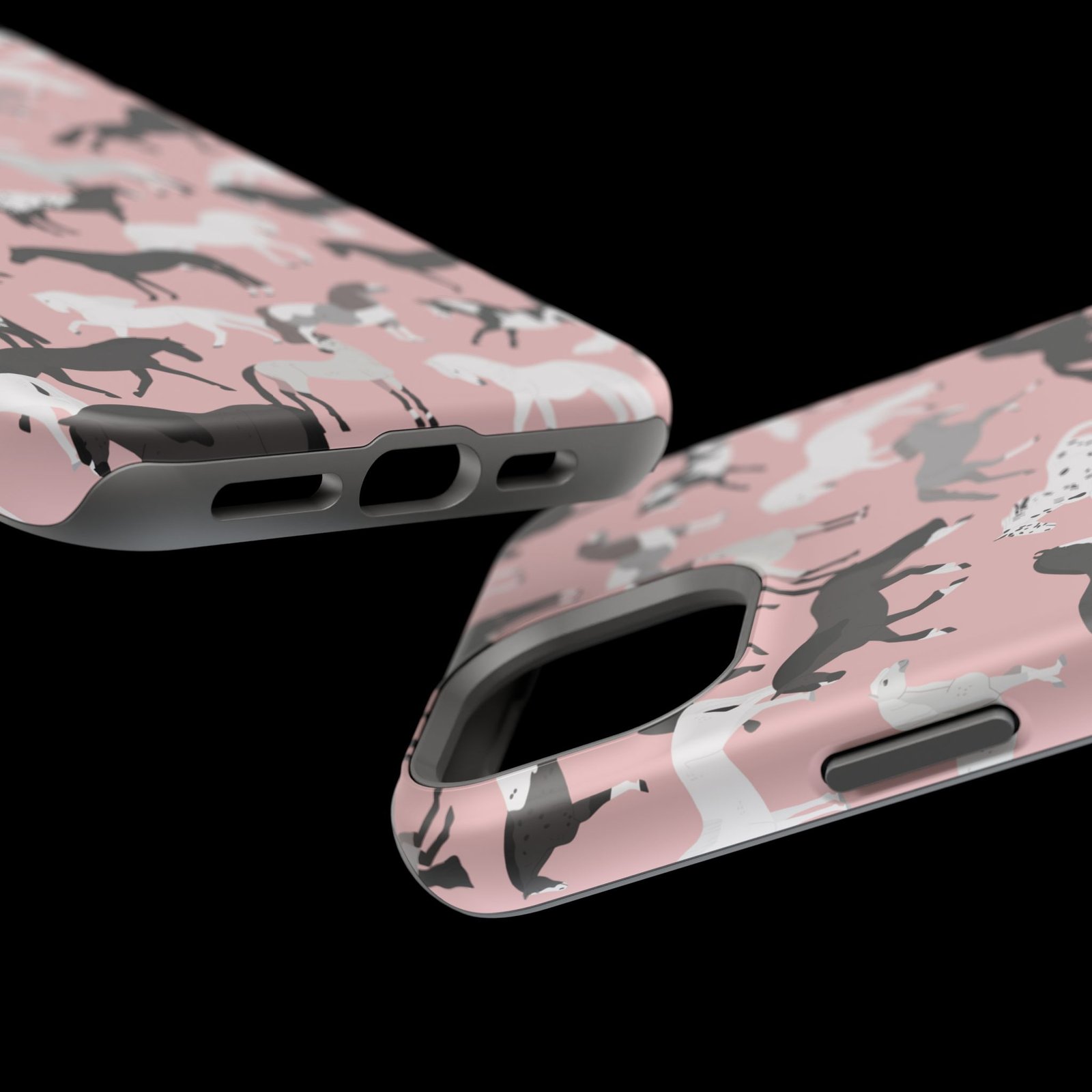 Pretty Retro Pink Horses All Over MagSafe Tough Cases - Image 87
