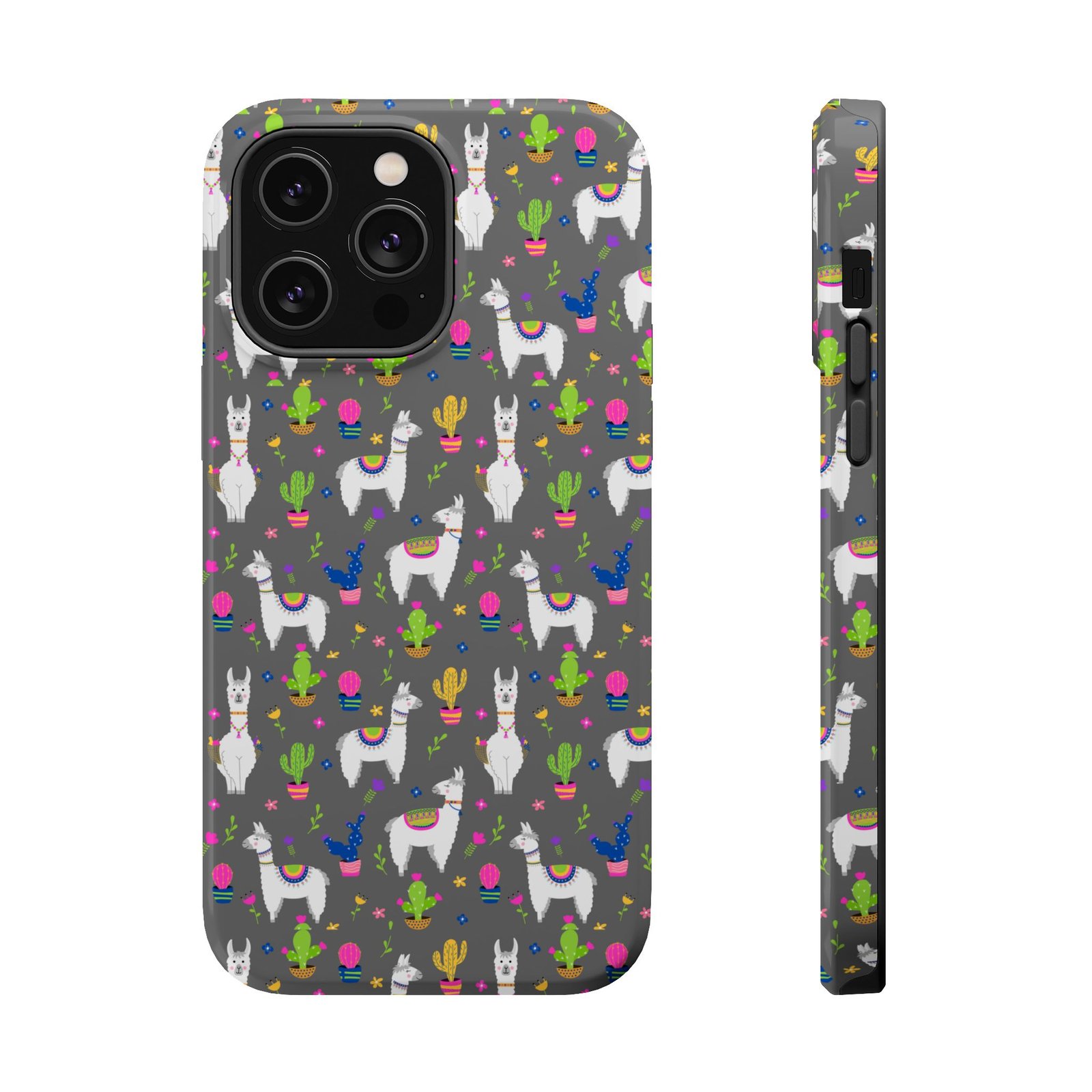 Colorful Llamas & Cactus All Over MagSafe Tough Cases - Image 25