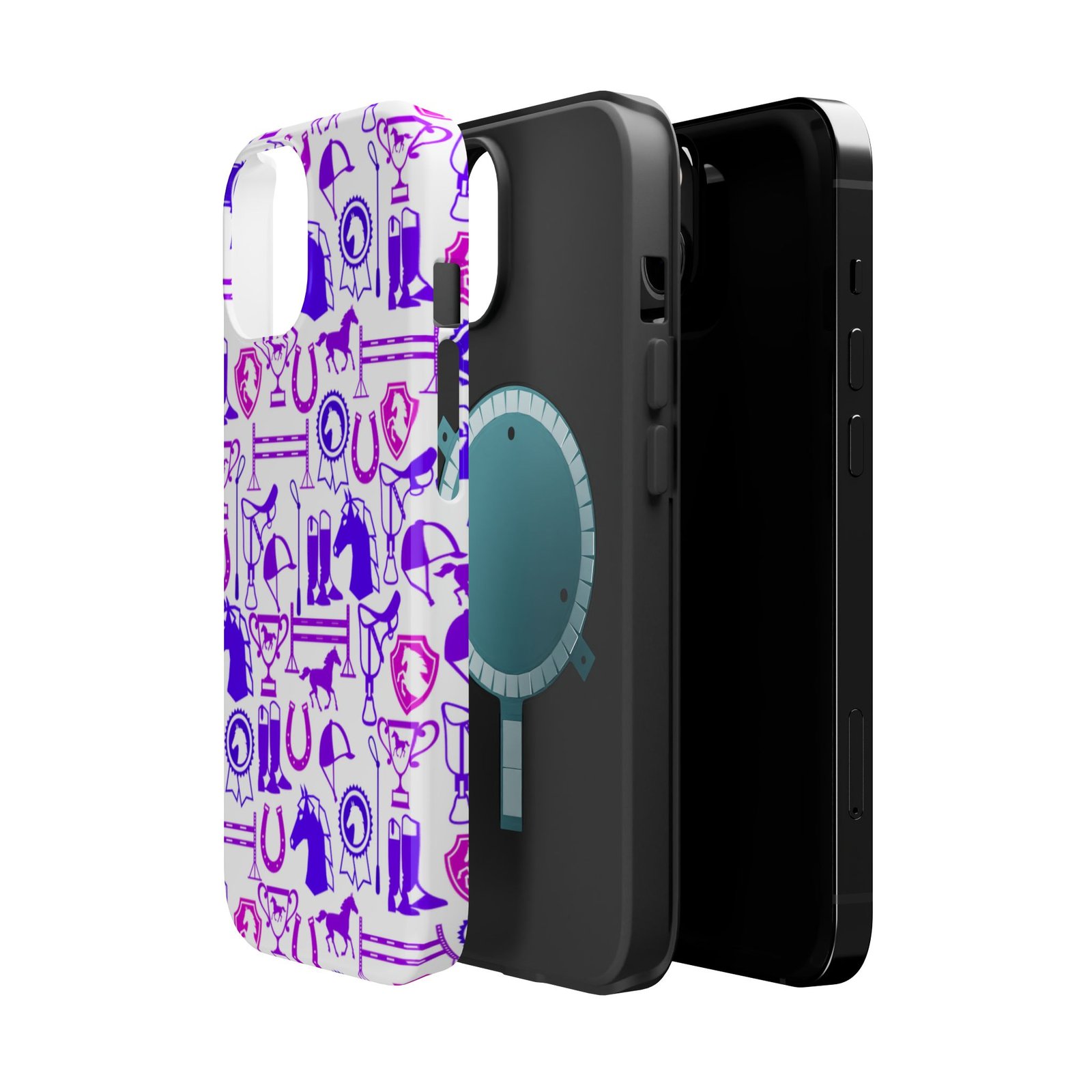 Pink Tones Equestrian Tack All Over MagSafe Tough Cases - Image 2