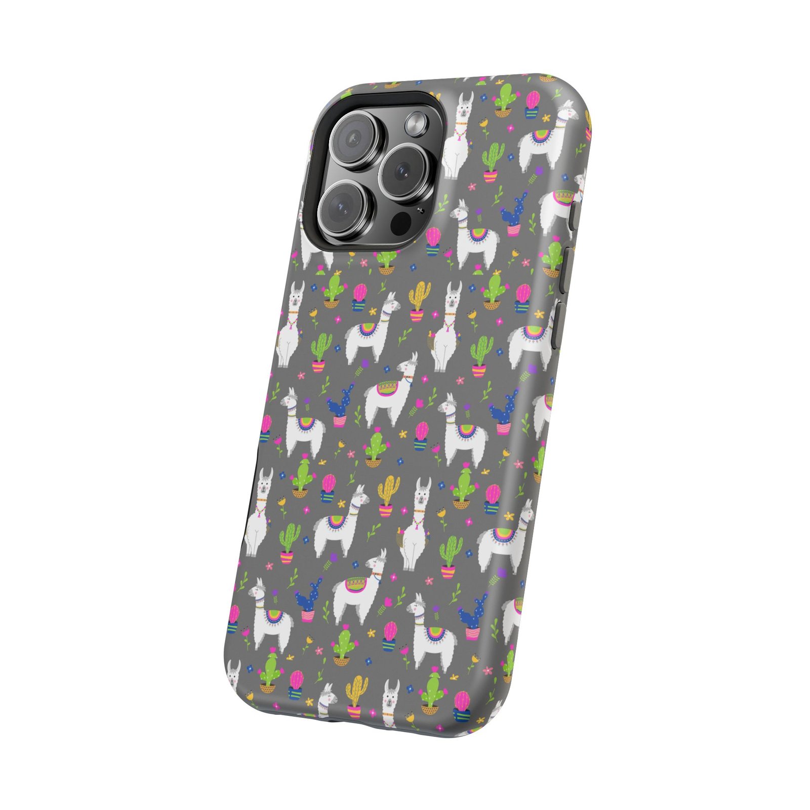Colorful Llamas & Cactus All Over MagSafe Tough Cases - Image 126