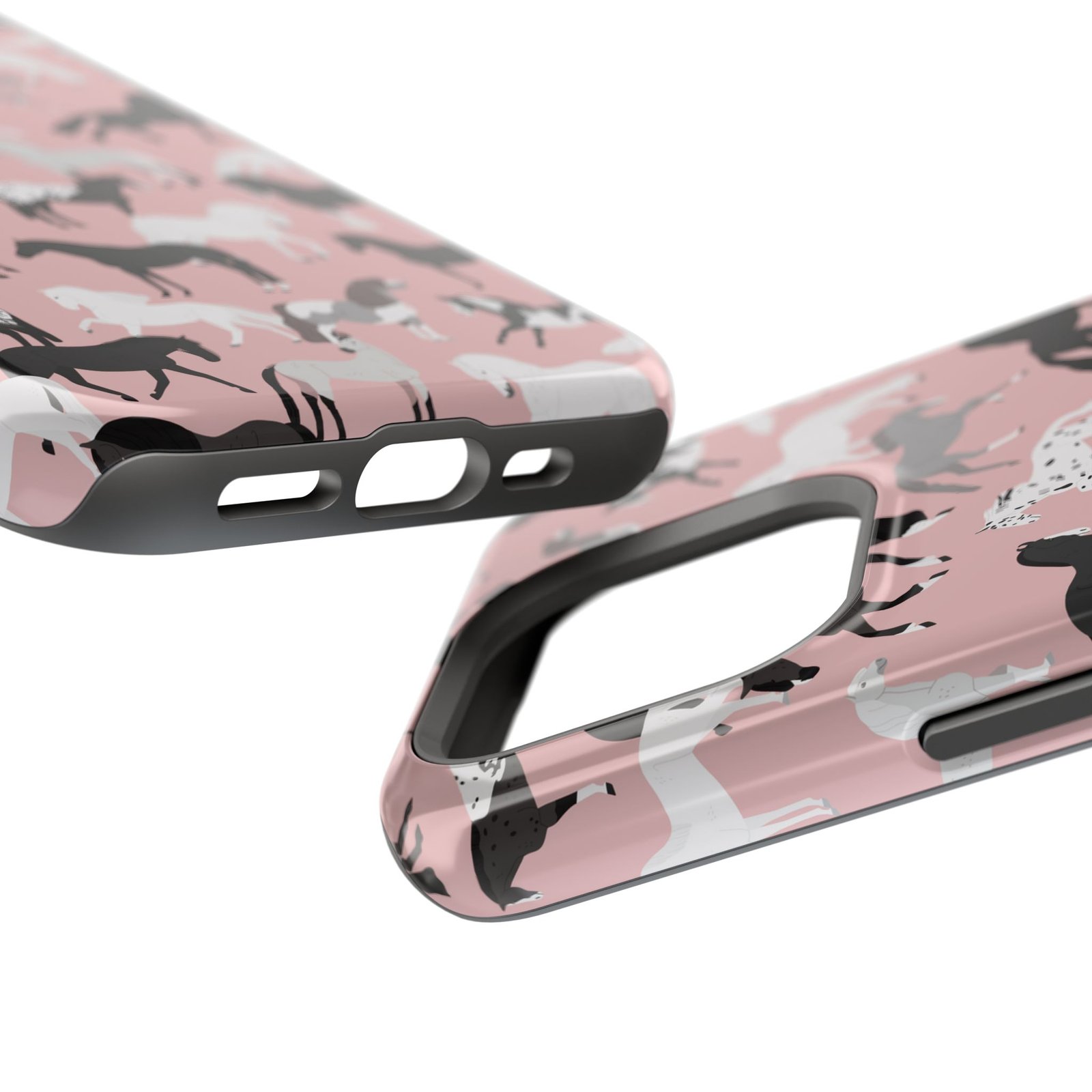 Pretty Retro Pink Horses All Over MagSafe Tough Cases - Image 75