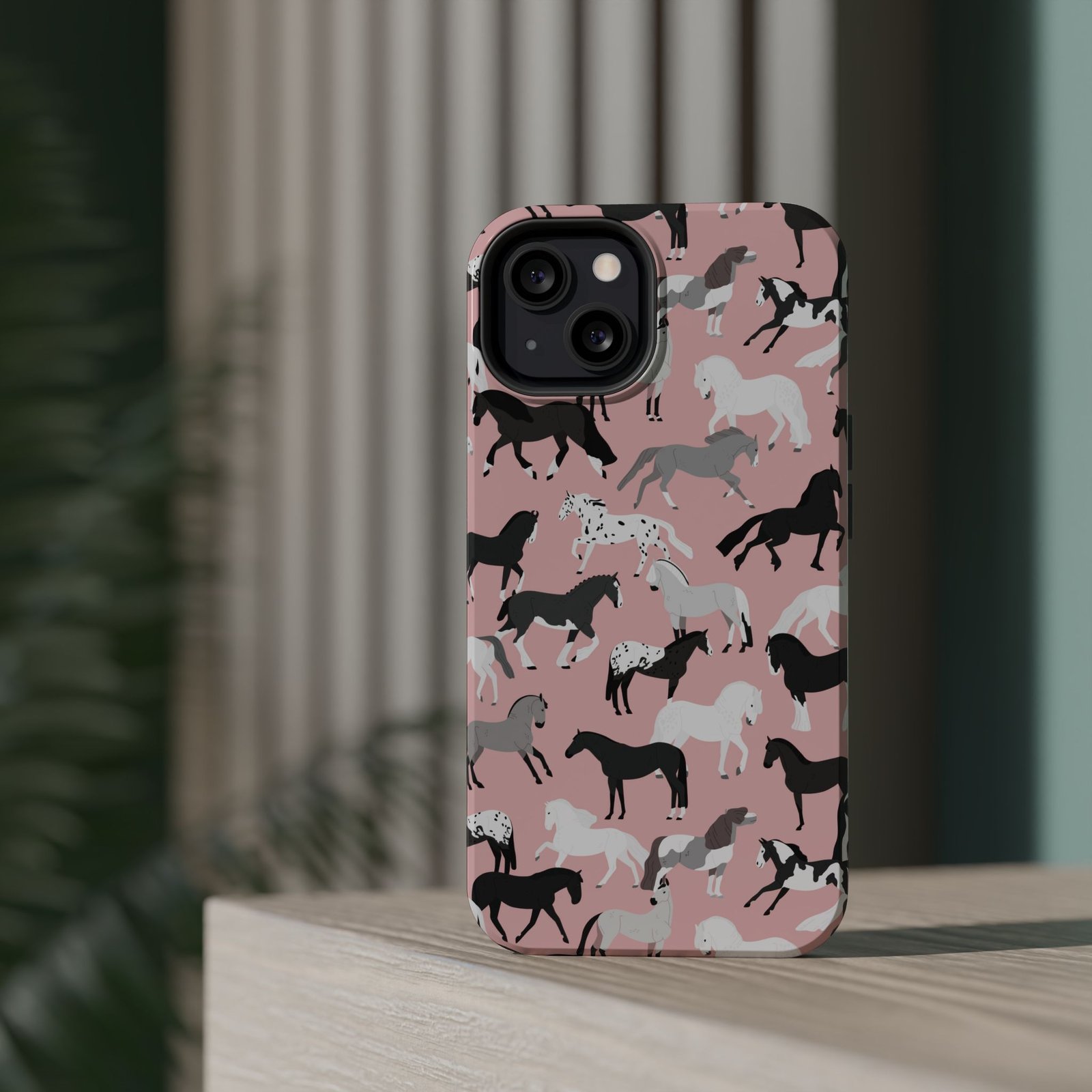 Pretty Retro Pink Horses All Over MagSafe Tough Cases - Image 36