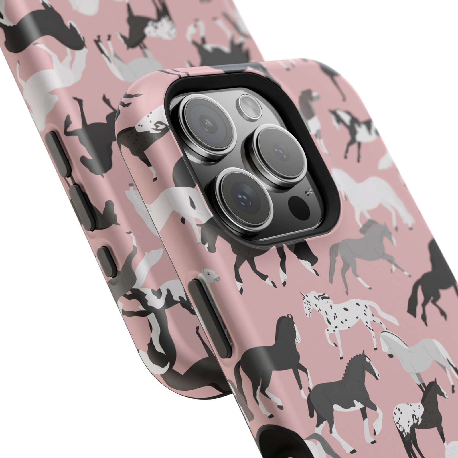 Pretty Retro Pink Horses All Over MagSafe Tough Cases - Image 119