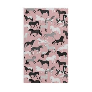 Horses All Over on Retro Pink Soft Tea Towel