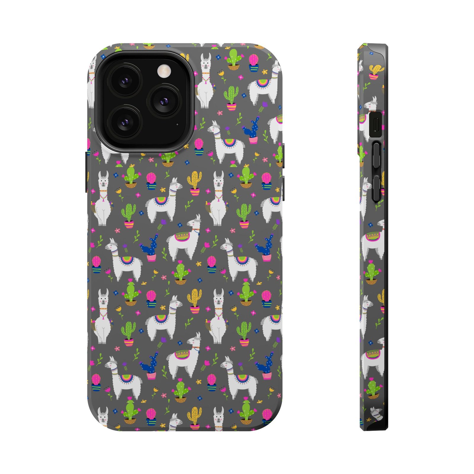 Colorful Llamas & Cactus All Over MagSafe Tough Cases - Image 57