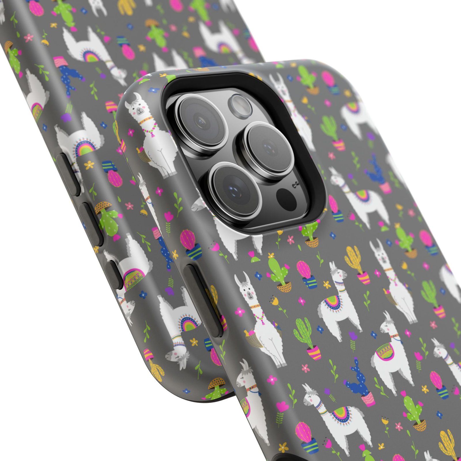 Colorful Llamas & Cactus All Over MagSafe Tough Cases - Image 127