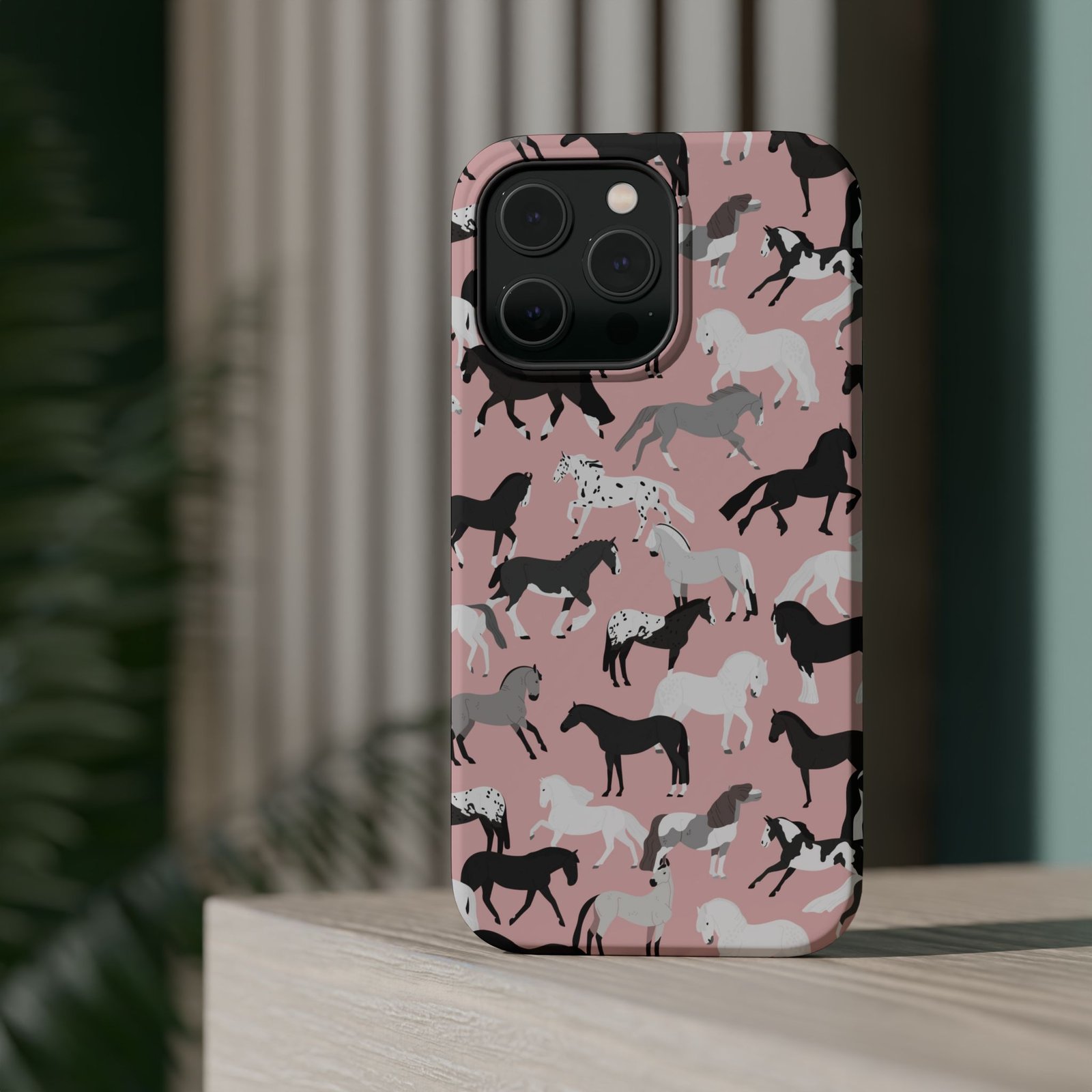 Pretty Retro Pink Horses All Over MagSafe Tough Cases - Image 32