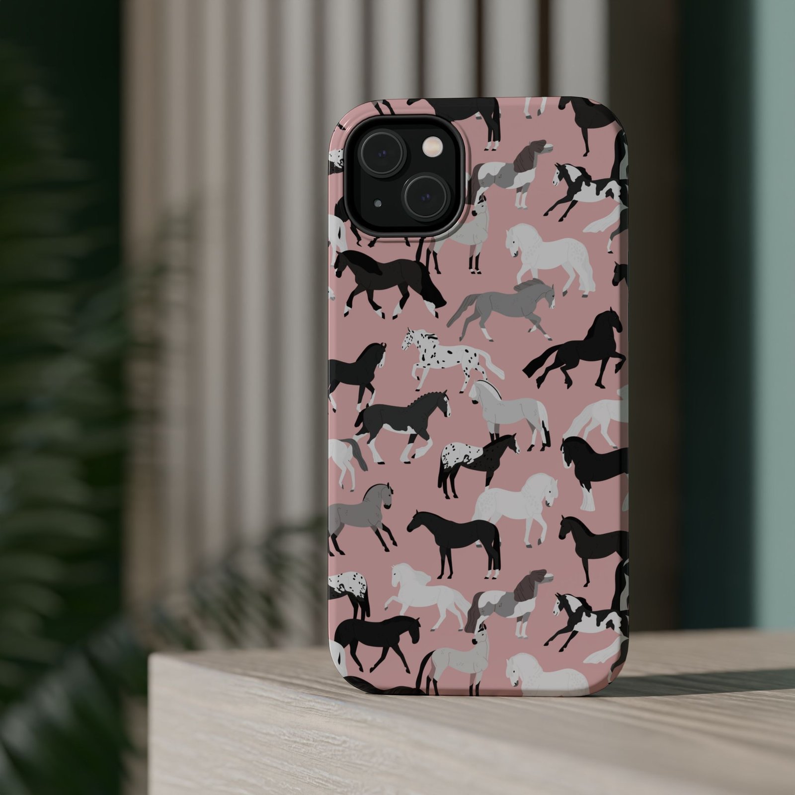 Pretty Retro Pink Horses All Over MagSafe Tough Cases - Image 20