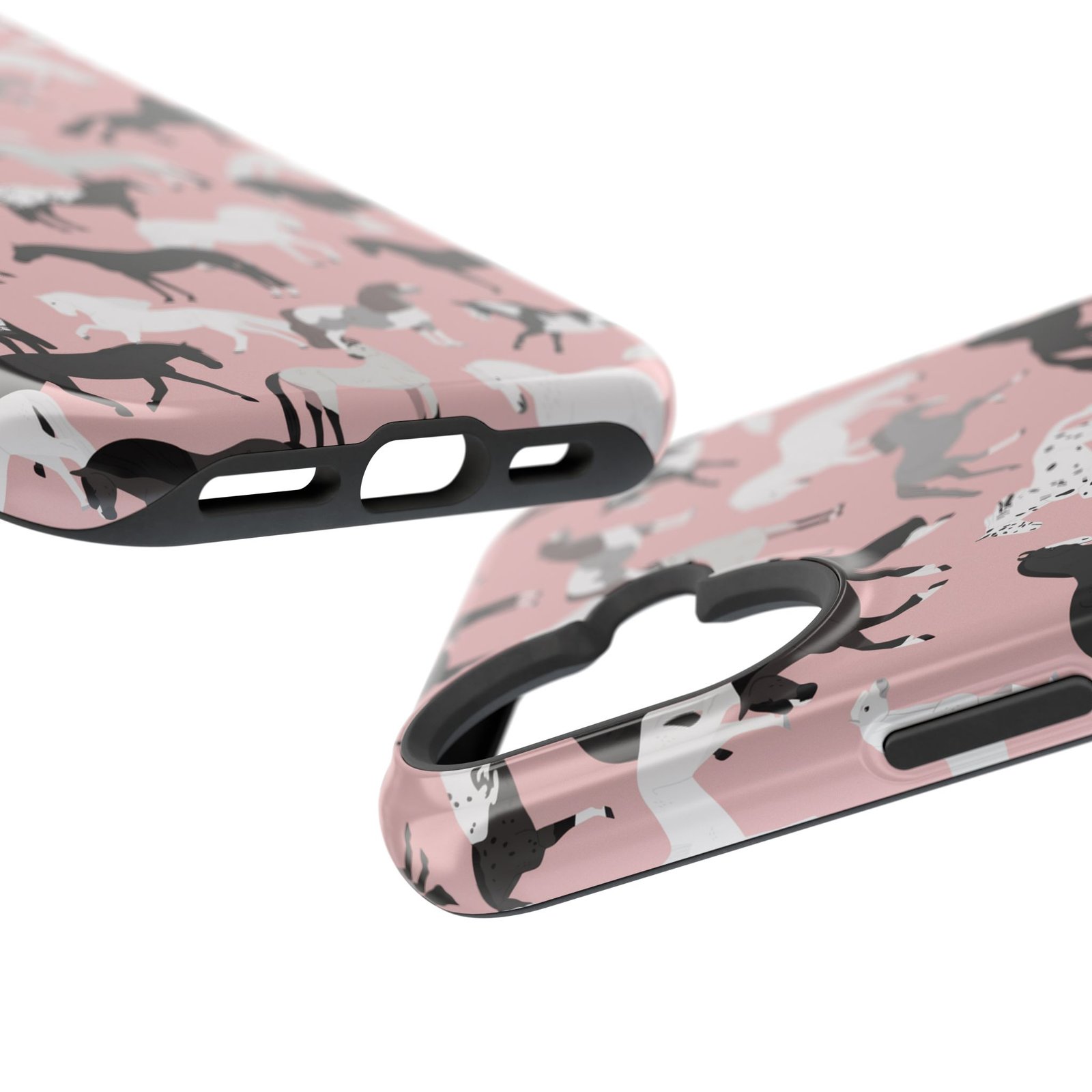 Pretty Retro Pink Horses All Over MagSafe Tough Cases - Image 100