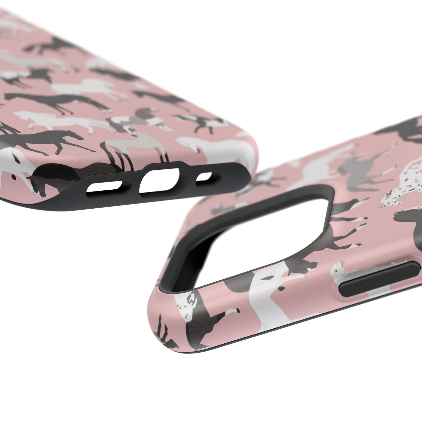 Pretty Retro Pink Horses All Over MagSafe Tough Cases - Image 120