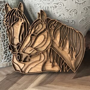 Handcrafted Layered Horse Nuzzling Artwork (Approx. 9” x 8”) - 6 Layers - Made in Michigan by Lange Girl Design