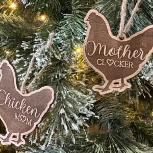Chicken Livestock Ornament – Personalized Hang Tag Gift for Fluffy Butt Clucker Mom Dad Dated | Lange Girl Designs, Tecumseh MI