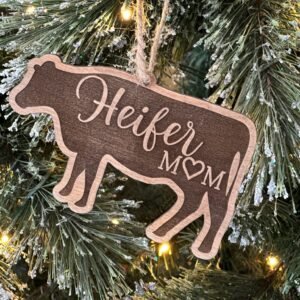 Personalized Cow Ornament – Custom Heifer Hang Tag Gift for Cow Mom Dad, Dated Farmhouse Decor | Lange Girl Designs, Tecumseh MI