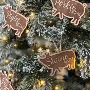 Pig Livestock Ornament – Personalized Hang Tag Gift for Piggie, Porker, Piglet, Swine Mom Dad Dated | Lange Girl Designs, Tecumseh MI