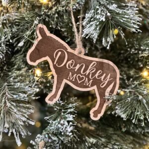 Donkey Livestock Ornament – Personalized Hang Tag Gift for Burro Foal Jackass Mom Dad Dated | Lange Girl Designs, Tecumseh MI