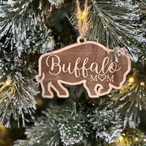 Buffalo Bison Ornament – Personalized Hang Tag Gift for Mom Dad, Dated Livestock Lover | Lange Girl Designs, Tecumseh MI