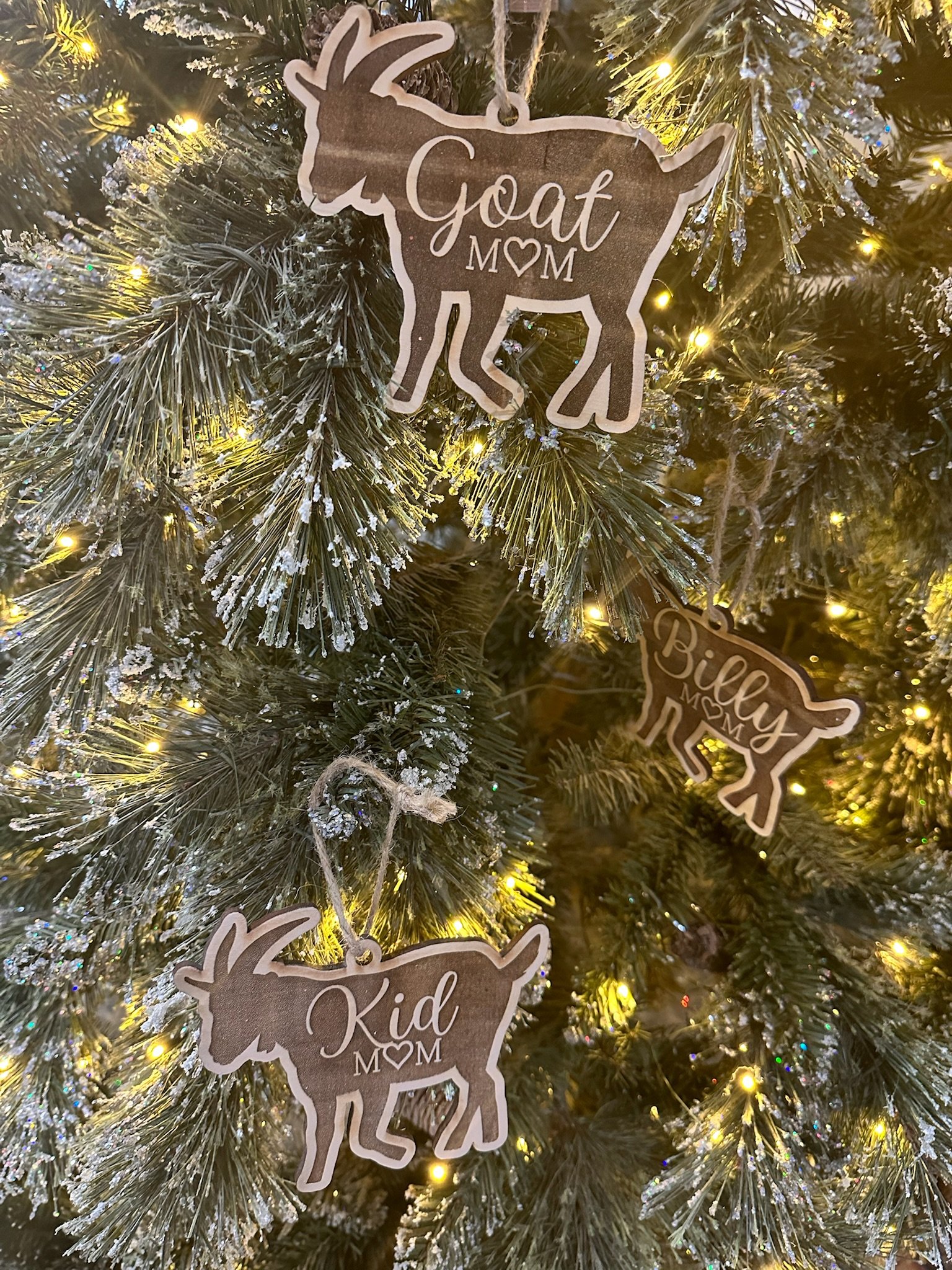 Goat Livestock Ornament – Personalized Hang Tag Gift for Billy, Kid, Mom, Dad, Dated Goat Lovers | Lange Girl Designs, Tecumseh MI